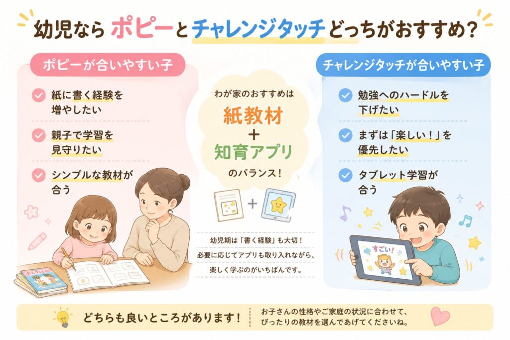 ポピーとチャレンジタッチどっちが合う？わが家のリアル体験を比較