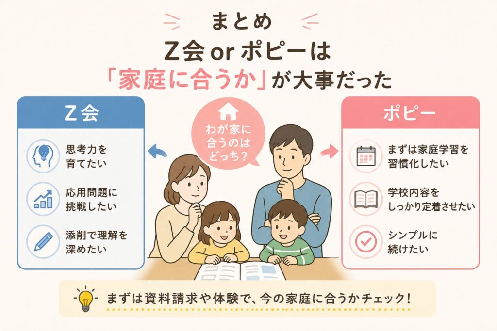 Z会と小学ポピーを比較｜いろいろ試したわが家が最終的に選んだ教材は？
