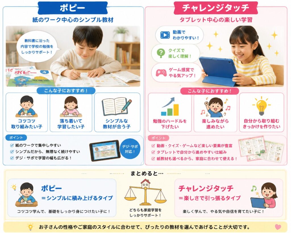ポピーとチャレンジタッチどっちが合う？わが家のリアル体験を比較