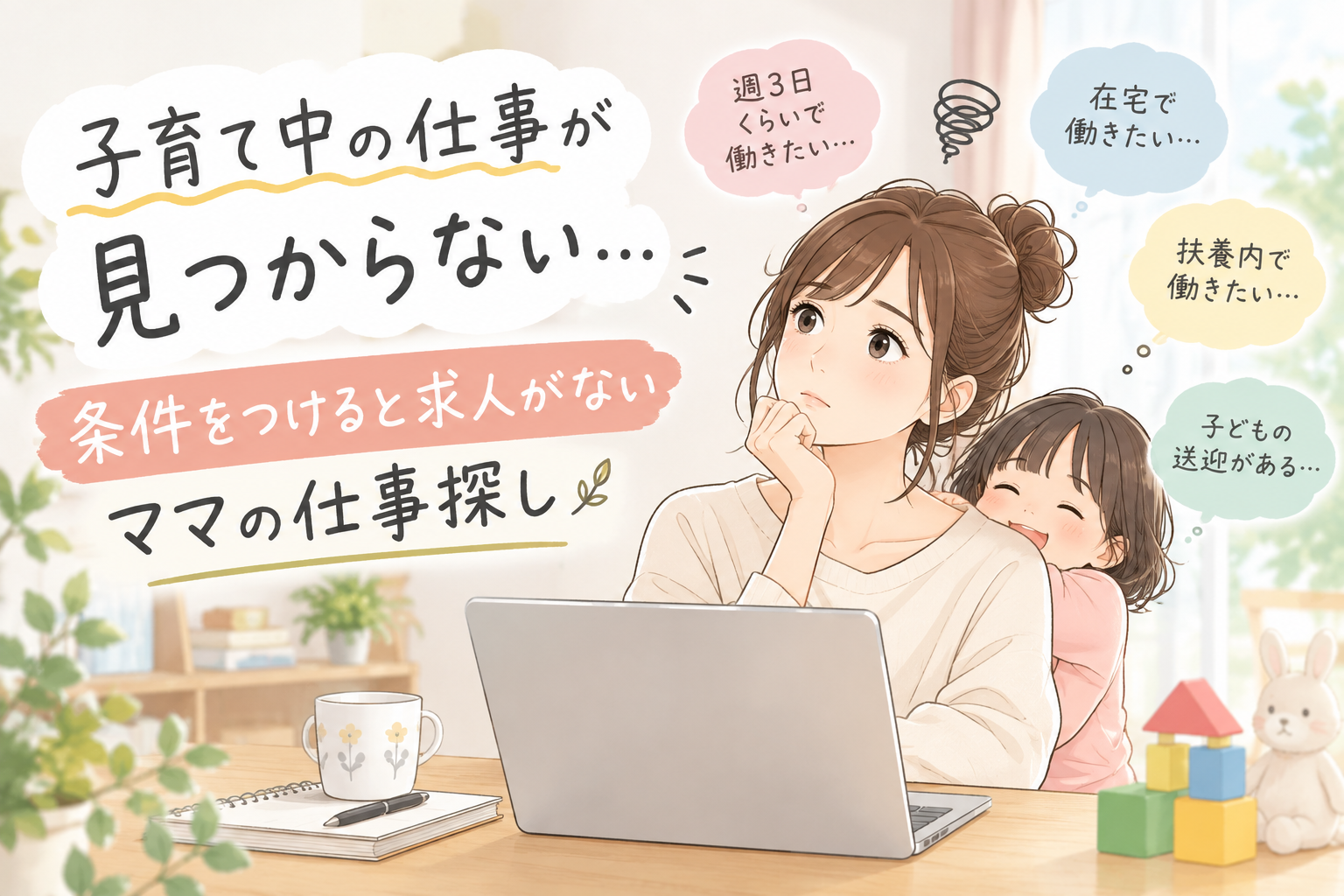 子育て中の仕事が見つからない…条件をつけると求人がないママの仕事探し